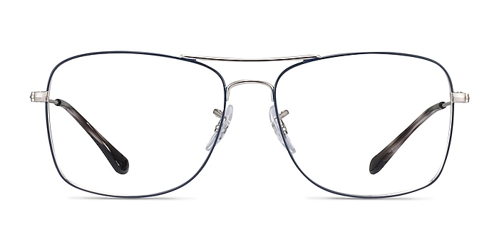 Ray-Ban RB6498 Blue Silver Metal Eyeglass Frames from EyeBuyDirect