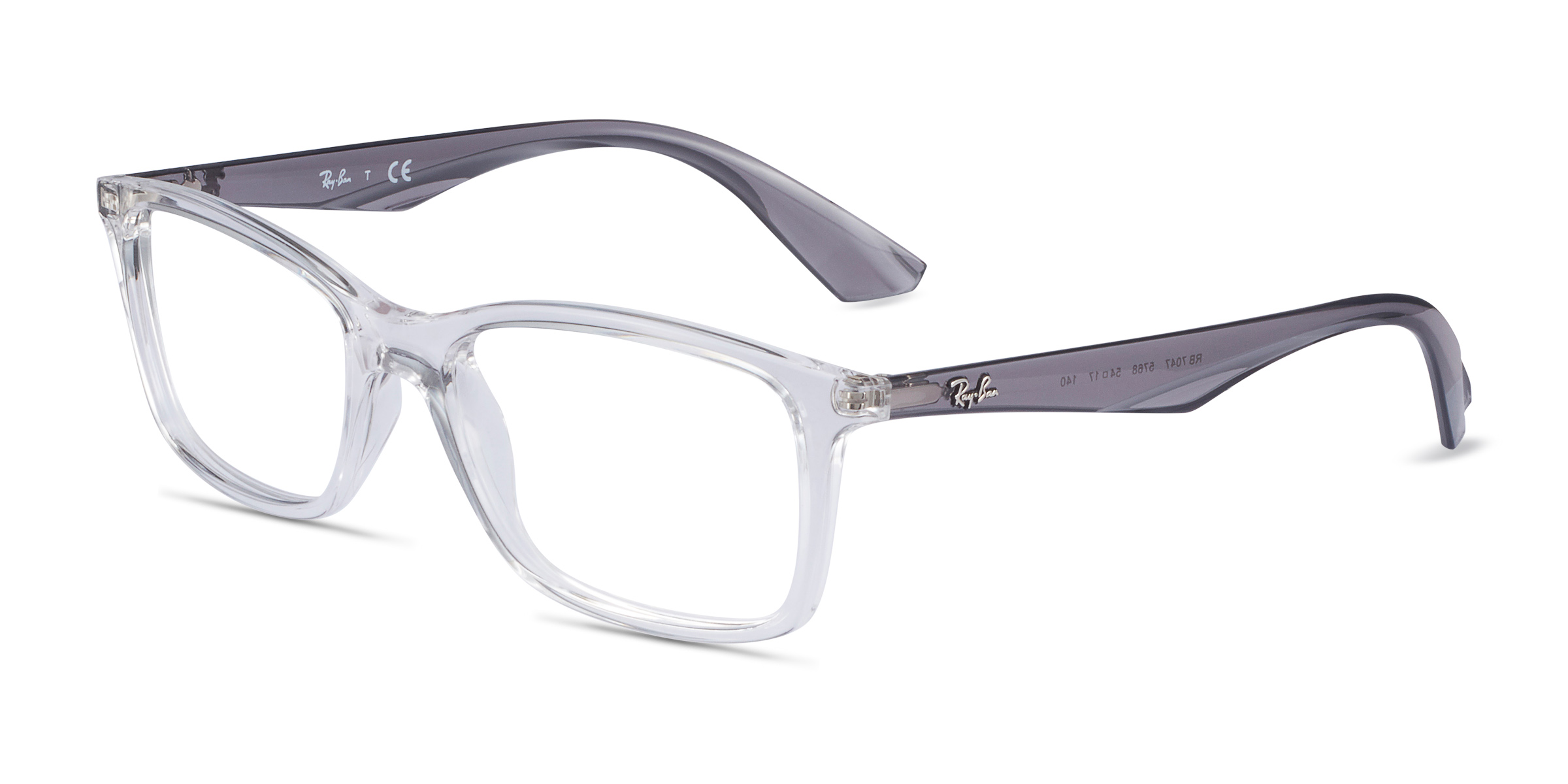 Ray Ban Rb7047 Rectangle Clear And Gray Frame Eyeglasses Eyebuydirect