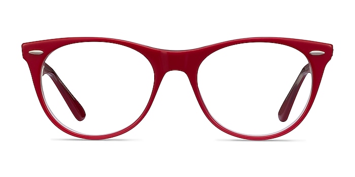 Ray-Ban RB2185V Red Transparent Acetate Eyeglass Frames from EyeBuyDirect