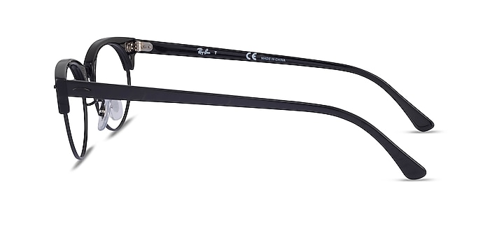 Ray-Ban Clubmaster Oval Black Striped Acetate Eyeglass Frames from EyeBuyDirect