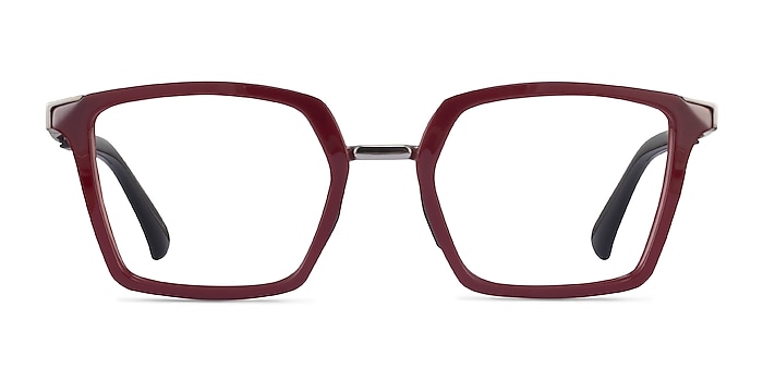 Oakley Sideswept Rx Burgundy & Silver Metal Eyeglass Frames from EyeBuyDirect
