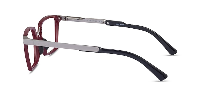 Oakley Sideswept Rx Burgundy & Silver Metal Eyeglass Frames from EyeBuyDirect