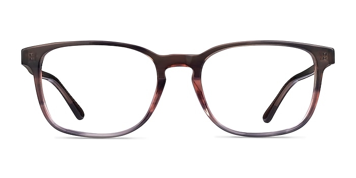 Ray-Ban RB5418 Striped Brown Red Acetate Eyeglass Frames from EyeBuyDirect