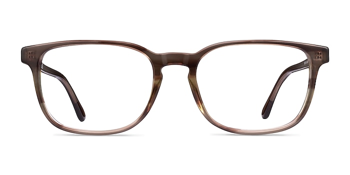 Ray-Ban RB5418 Striped Brown Green Acetate Eyeglass Frames from EyeBuyDirect