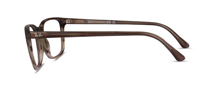 Ray-Ban RB5418 Striped Brown Green Acétate Montures de lunettes de vue d'EyeBuyDirect