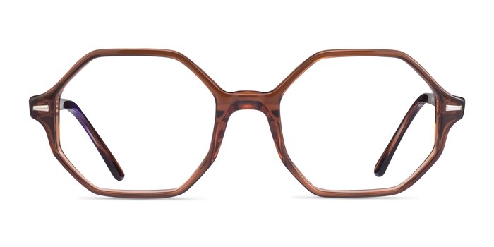 Ray-Ban RB5472 Britt Transparent Brown Acetate Eyeglass Frames from EyeBuyDirect