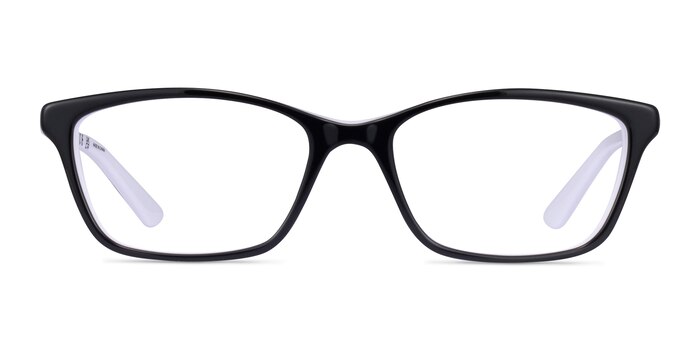 Ralph RA7044 Black On White Acetate Eyeglass Frames from EyeBuyDirect