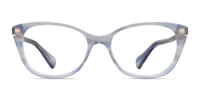 Ralph RA7146 Striped Blue Clear Acetate Eyeglass Frames from EyeBuyDirect