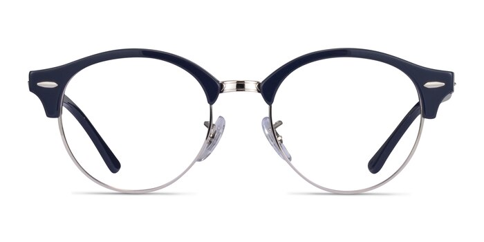 Ray-Ban RB4246V Clubround Navy Silver Acetate Eyeglass Frames from EyeBuyDirect
