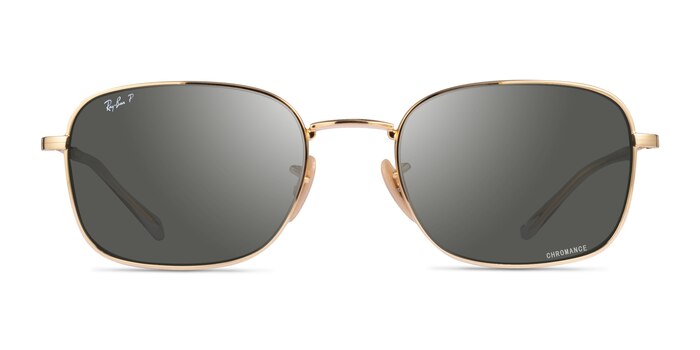 Ray-Ban RB3706 - Rectangle Gold Frame Prescription Sunglasses ...