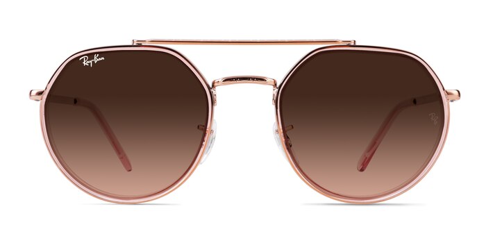 Ray-Ban RB3765 - Aviator Copper Clear Pink Frame Sunglasses For Women ...