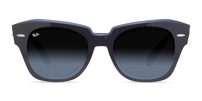 Ray-Ban State Street Gray On Transparent Blue Acetate Sunglass Frames from EyeBuyDirect