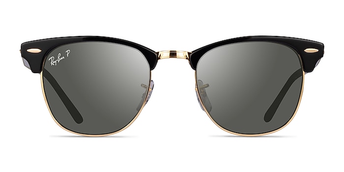 Ray-Ban RB3016 Clubmaster Black Gold Acetate Sunglass Frames from EyeBuyDirect