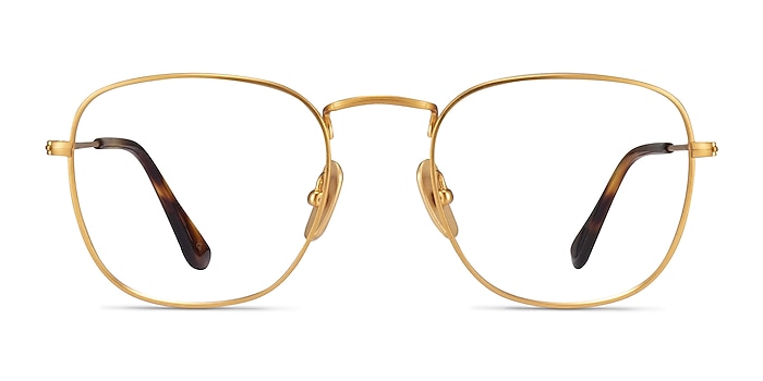 Ray-Ban RB8157V Frank Matte Gold Titanium Eyeglass Frames from EyeBuyDirect