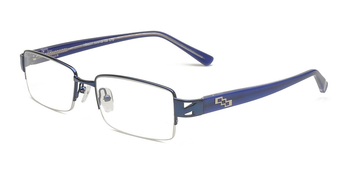 Lunettes De Vue EYEFUNC EF777 - Monture Métal Rectangulaire Bleue 54mm - Écologiques - Neuf Avec Étiquette