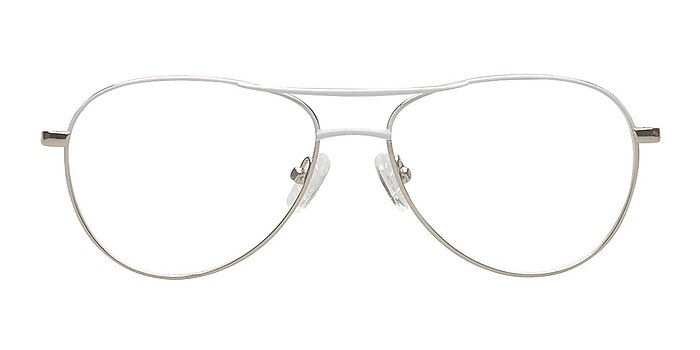 Danni White/Silver Metal Eyeglass Frames from EyeBuyDirect