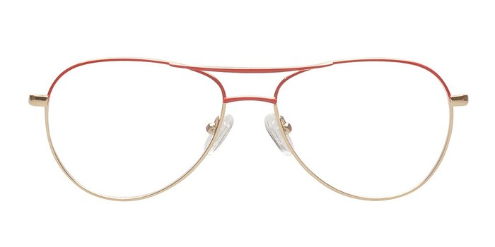 Danni Red/Golden Metal Eyeglass Frames from EyeBuyDirect