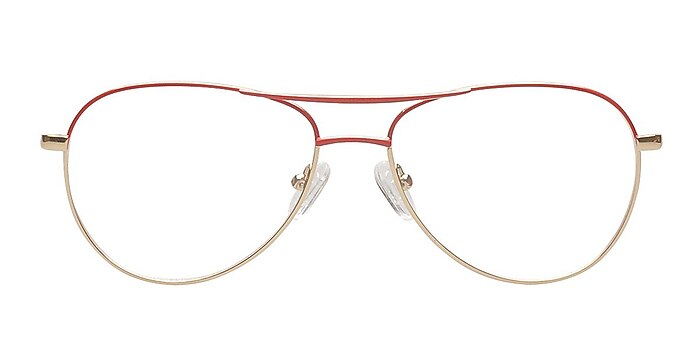 Danni Red/Golden Metal Eyeglass Frames from EyeBuyDirect