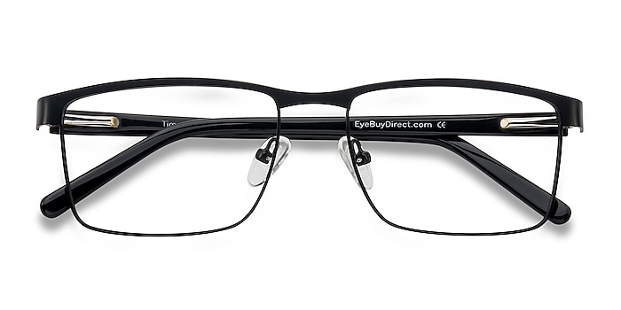Black Time Square -  Classic Metal Eyeglasses