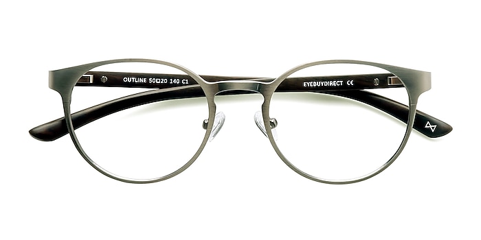 Matte Silver/Wood Outline -  Classic Wood Texture Eyeglasses
