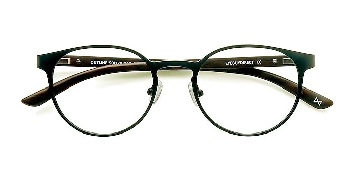 Black Steel/Wood Outline -  Classic Wood Texture Eyeglasses