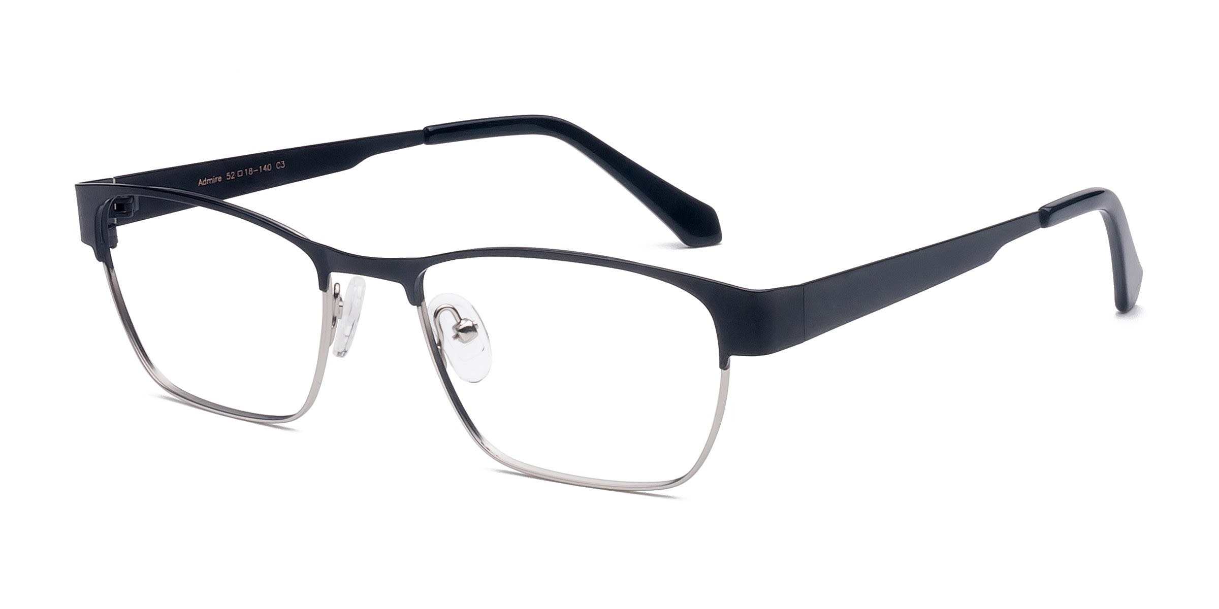 Admire Rectangle Black Silver Full Rim Eyeglasses | Eyebuydirect