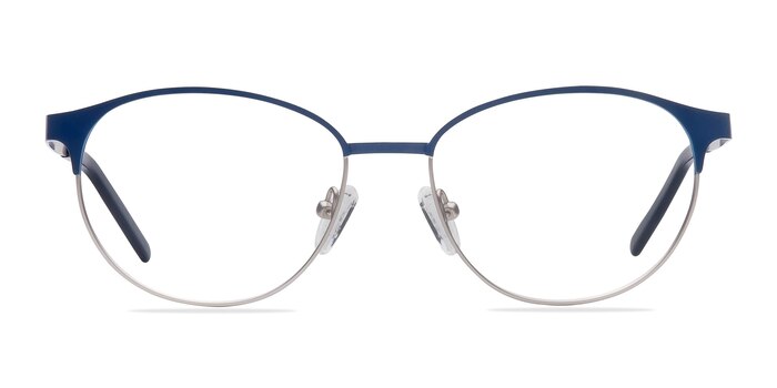 Mamba Navy Silver Métal Montures de lunettes de vue d'EyeBuyDirect