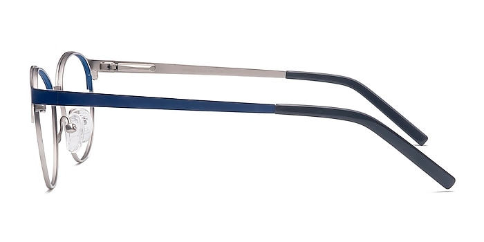 Mamba Navy Silver Métal Montures de lunettes de vue d'EyeBuyDirect