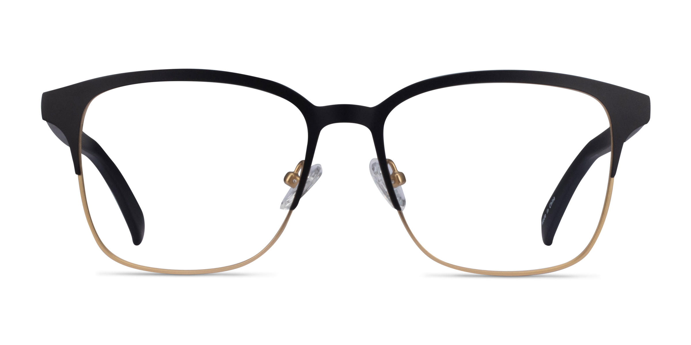 Intense Square Matte Black & Golden Full Rim Eyeglasses Eyebuydirect