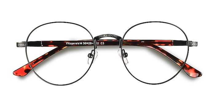 Black & Tortoise Fitzgerald -  Fashion Metal Eyeglasses
