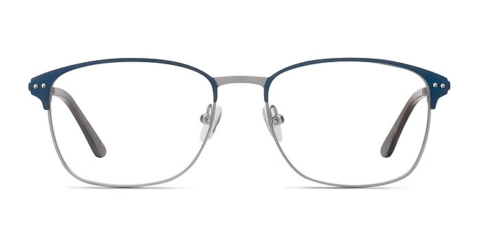 Arcadian Navy Silver Metal Eyeglass Frames from EyeBuyDirect