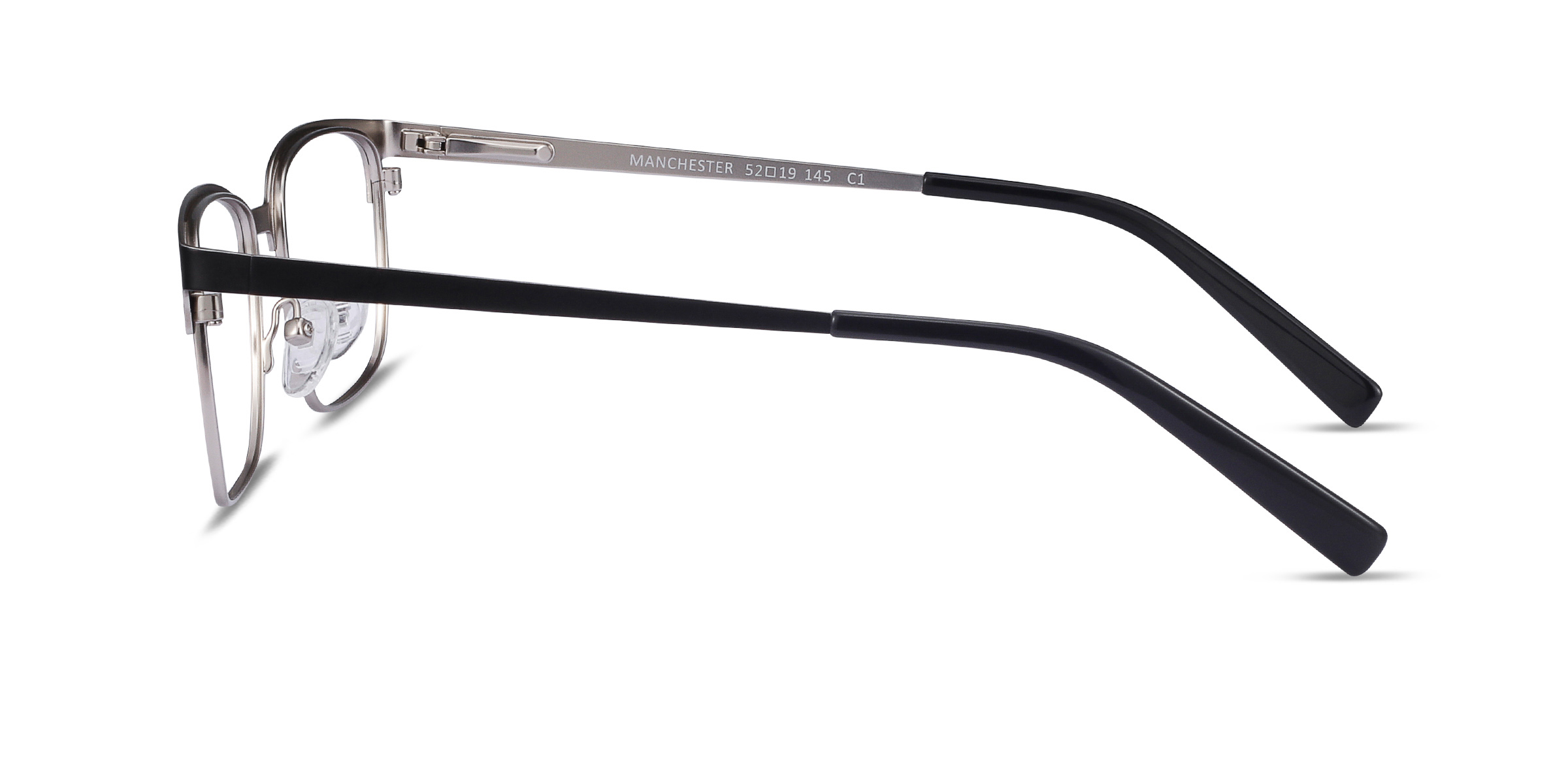 Manchester Rectangle Black Silver Full Rim Eyeglasses | Eyebuydirect