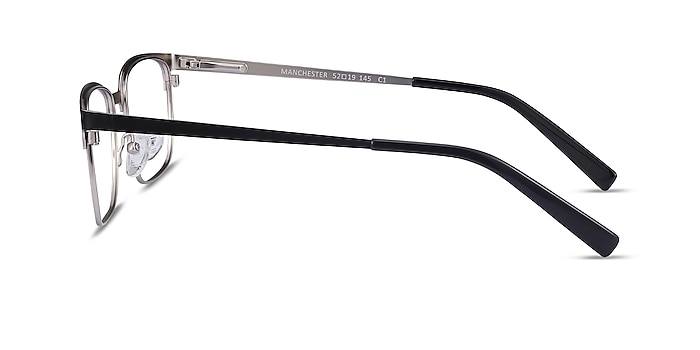 Manchester Black Silver Métal Montures de lunettes de vue d'EyeBuyDirect