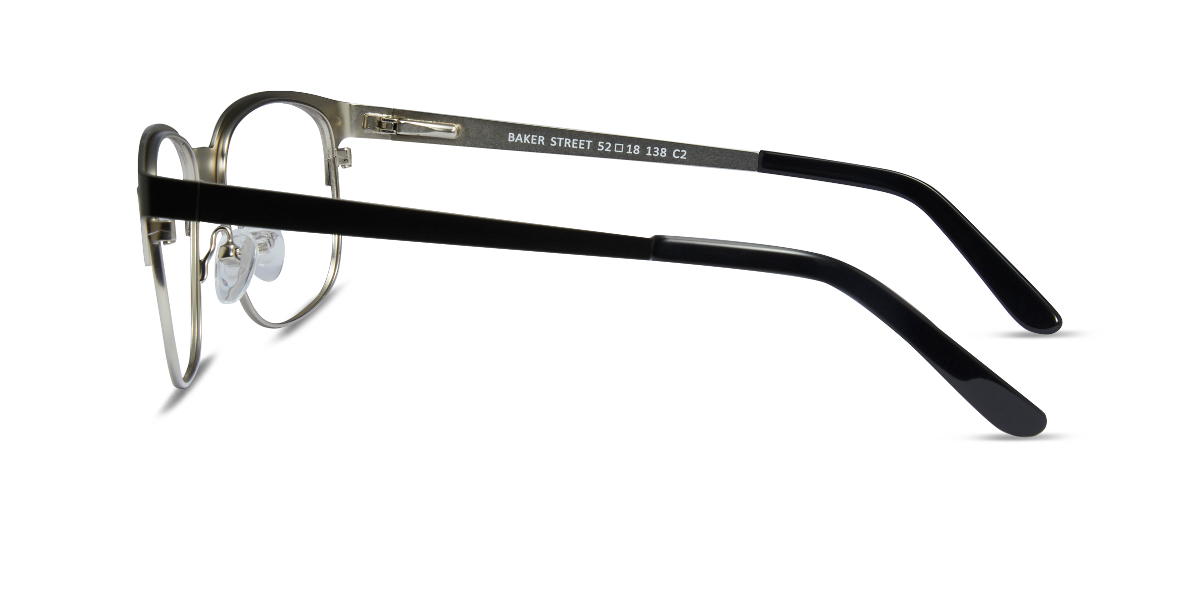 Baker Street Square Black Silver Full Rim Eyeglasses | Eyebuydirect
