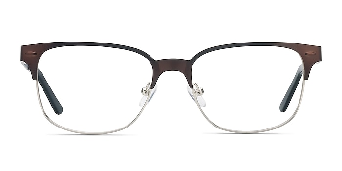 Baker Street Brown Silver Metal Eyeglass Frames from EyeBuyDirect