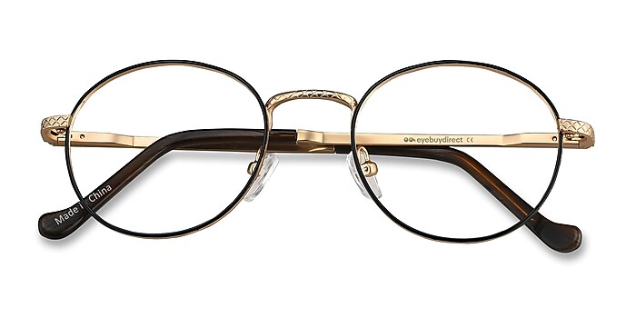 elegant potlood Detector Mingus Round Black Golden Full Rim Eyeglasses | Eyebuydirect