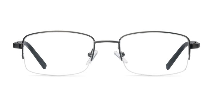 Hiro Rectangle Gunmetal Semi Rimless Eyeglasses | Eyebuydirect