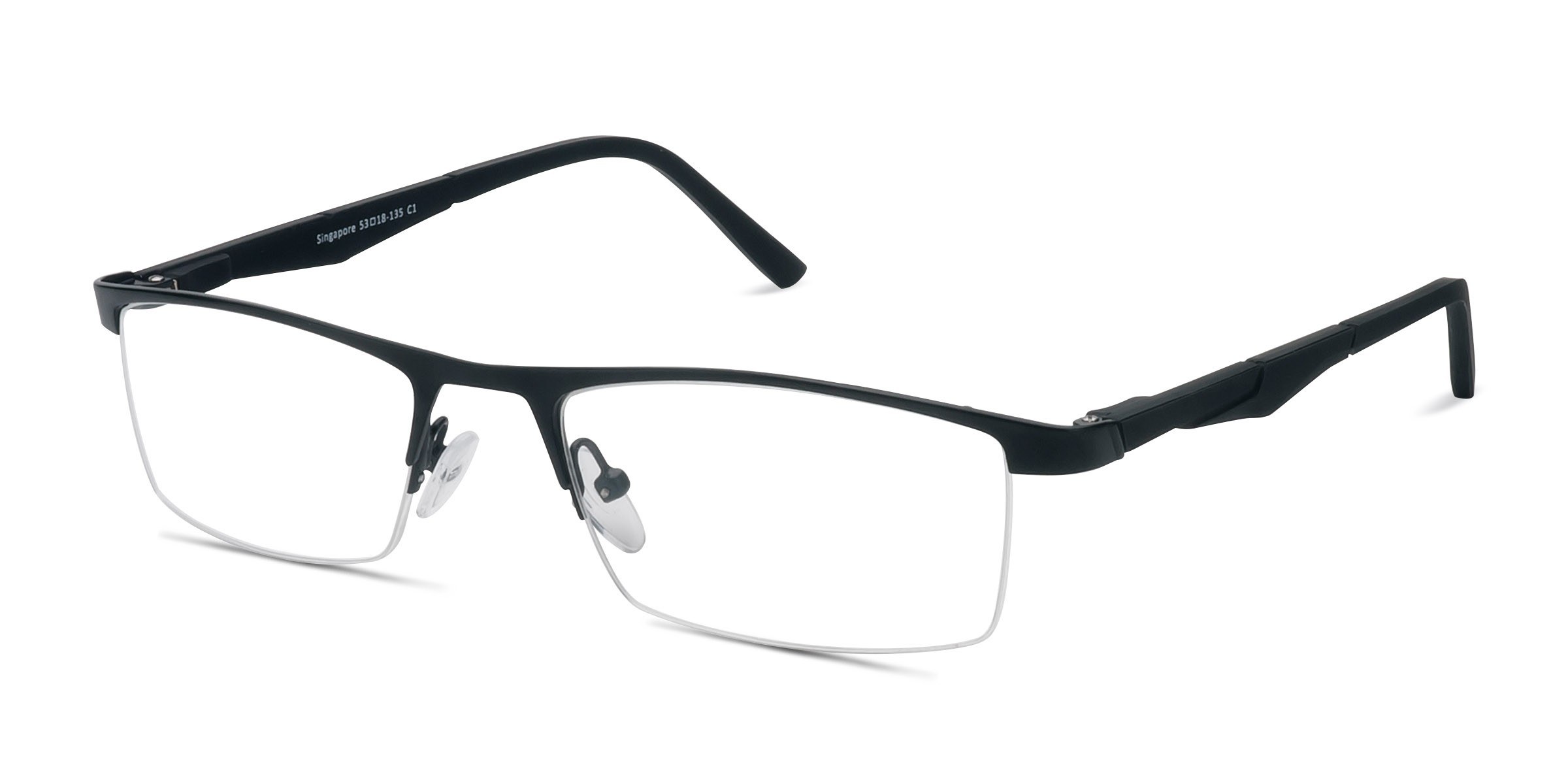 Singapore Rectangle Black Semi Rimless Eyeglasses Eyebuydirect Canada