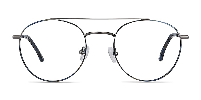 Earhart Blue Tortoise Metal Eyeglass Frames from EyeBuyDirect