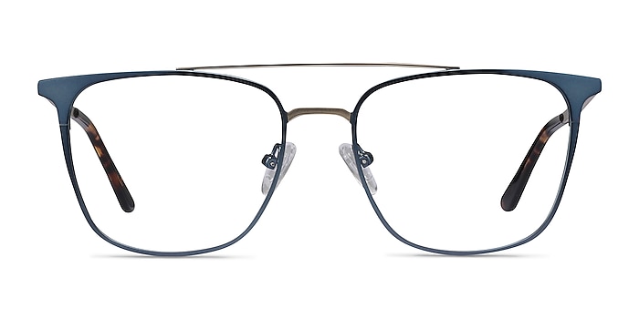 Contact Bleu Métal Montures de lunettes de vue d'EyeBuyDirect