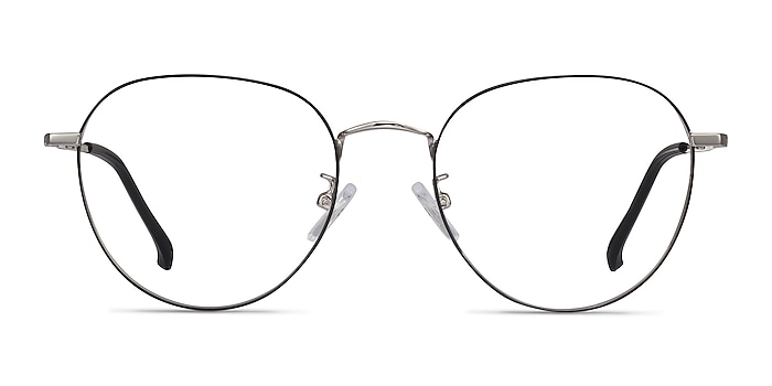 Inspire Black Silver Métal Montures de lunettes de vue d'EyeBuyDirect
