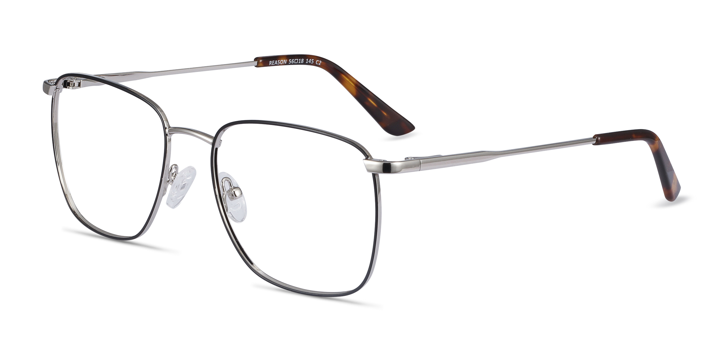 Reason Square Black Silver Full Rim Eyeglasses Eyebuydirect 