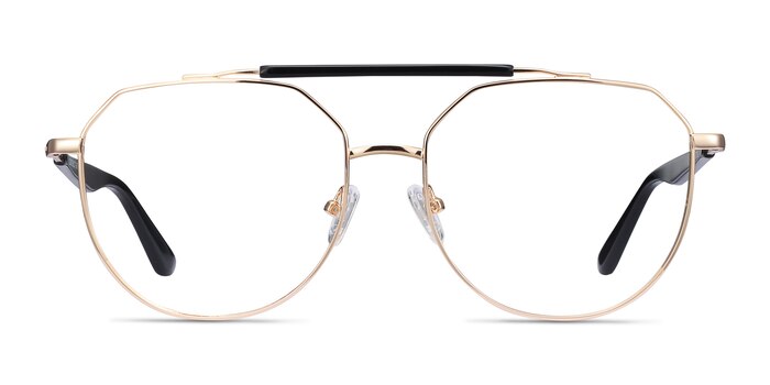 Coxon Golden Black Metal Eyeglass Frames from EyeBuyDirect