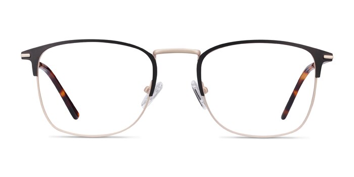 Poppy Browline Black Gold Full Rim Eyeglasses | Eyebuydirect