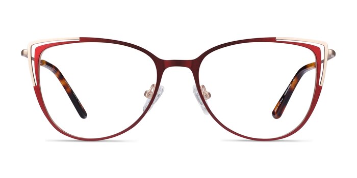 Garance Cat Eye Red & Gold Glasses for Women | Eyebuydirect
