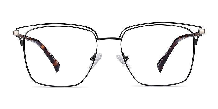 Hewitt Black Gold Metal Eyeglass Frames from EyeBuyDirect