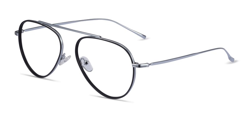 Cana Aviator Black Silver Full Rim Eyeglasses | Eyebuydirect