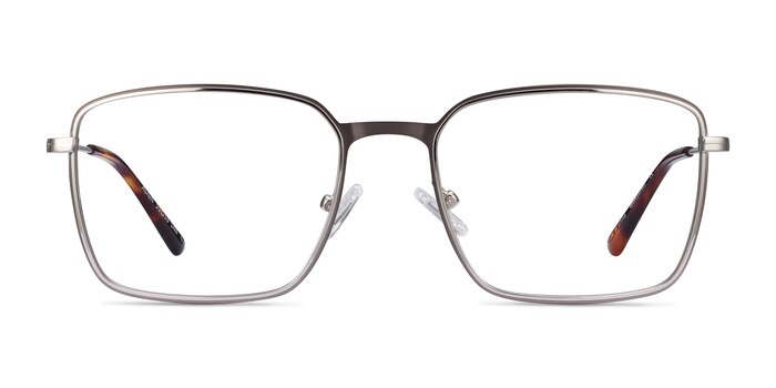 Align Rectangle Gunmetal & Silver Glasses for Men | Eyebuydirect