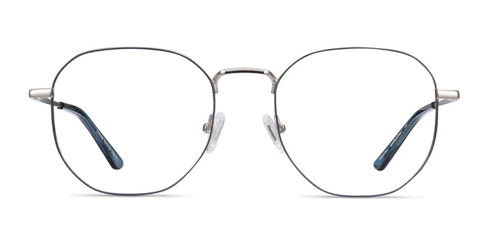 Ethan Navy & Silver Metal Eyeglass Frames from EyeBuyDirect