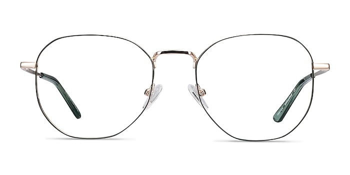Ethan Avocado & Gold Metal Eyeglass Frames from EyeBuyDirect